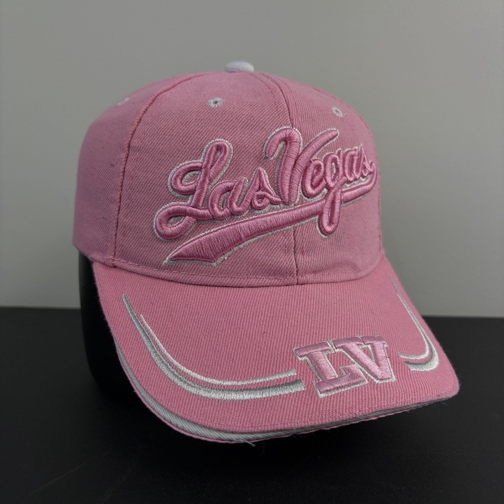 Vintage Y2K Las Vegas Nevada Pink Hat Embroidered Cap Strapback Adjustable